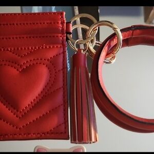 Chic Red Quilted Heart Wallet with Gold Details